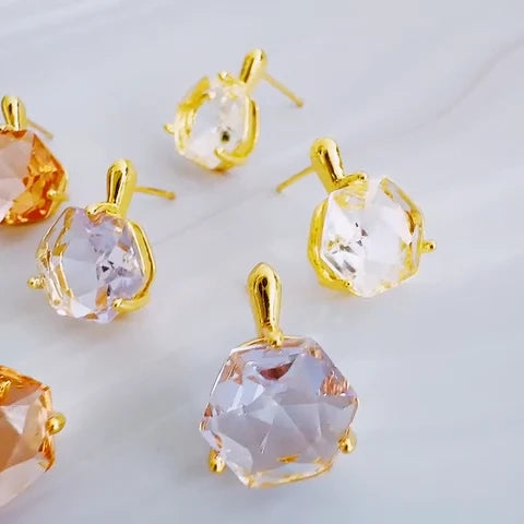 Culbreth's Jewelers Crystal Prism Stud Earrings – 18K Gold Plated Cubic Zirconia