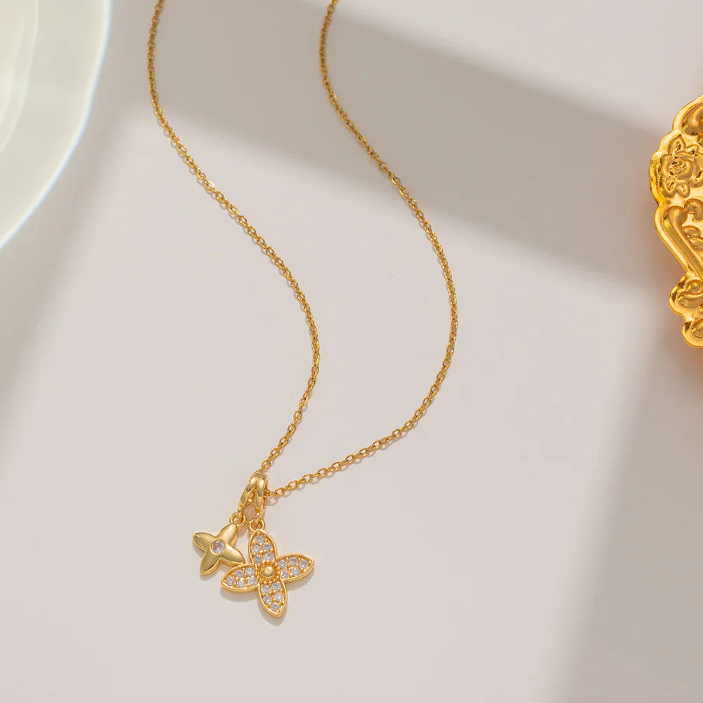 Culbreth's Jewelers Double Clover Necklace with rhinestones
