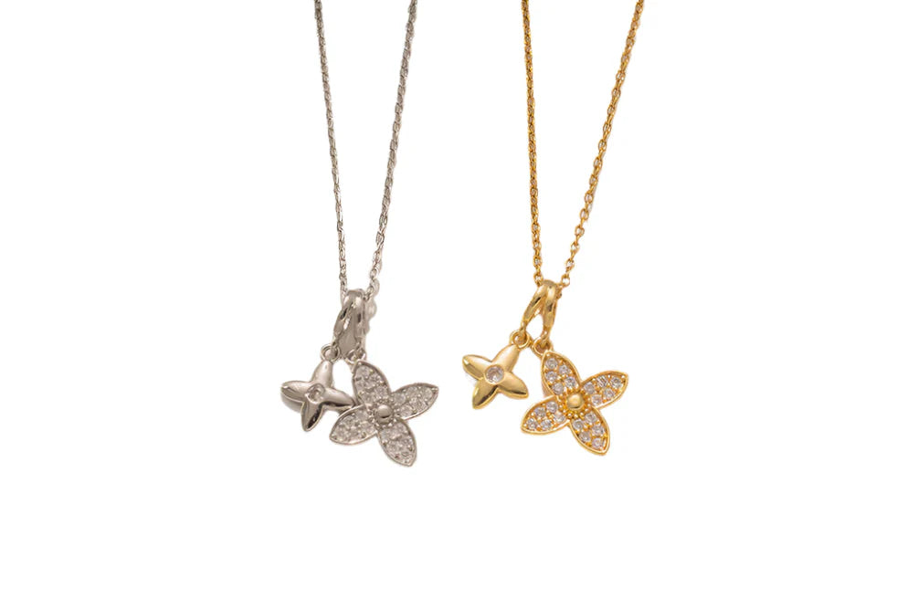 Culbreth's Jewelers Double Clover Necklace: Dainty 18K Gold Plated Best Seller