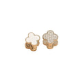 Culbreth's Jewelers Double Sided Clover Stud Earrings in Gold with Mother of Pearl