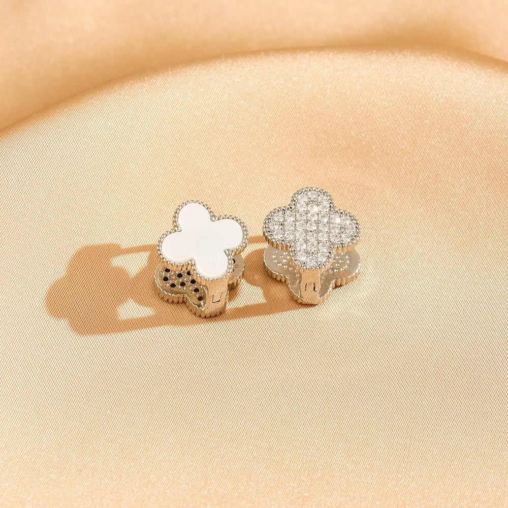 Culbreth's Jewelers Double Sided Clover Stud Earrings - Gold & Mother of Pearl