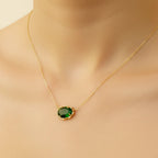 Culbreth's Jewelers Emerald Glass Jewel Pendant - 18k Gold Plated Necklace