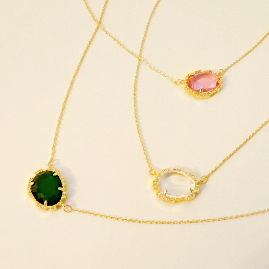 Culbreth's Jewelers Emerald Glass Jewel Pendant - 18k Gold Plated Necklace