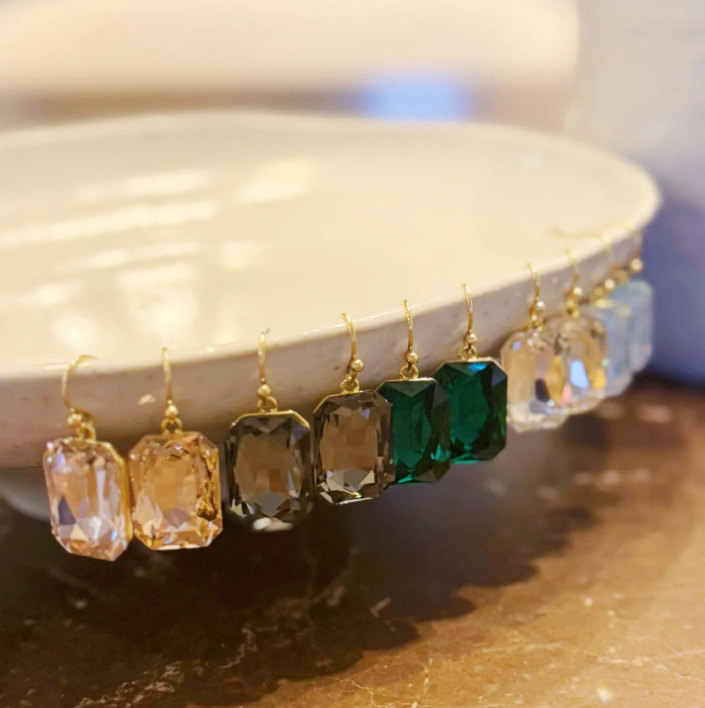 Culbreth's Jewelers Emerald Princess Drop Earrings - 18k Gold Plated Crystal Drop Earrings