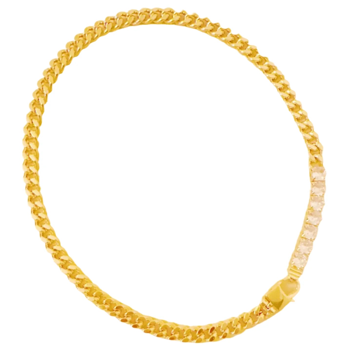 Culbreth's Jewelers Glam Chain Necklace featuring sparkling cubic zirconia stones on a gold plated Cuban chain