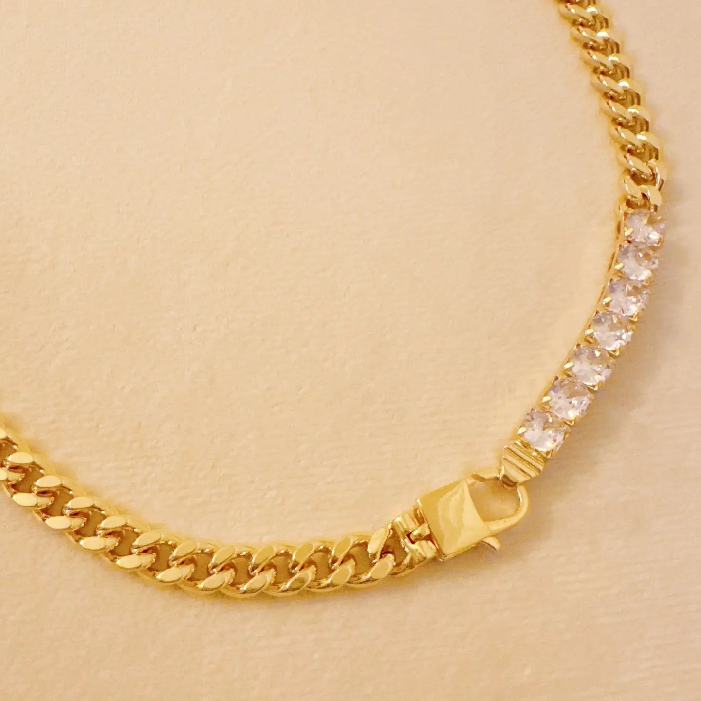 Culbreth's Jewelers Glam Chain Necklace – Sparkling Cubic Zirconia Cuban Chain in Gold Plated