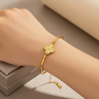 Culbreth's Jewelers Gold Clover Structured Bangle - Minimalist Titanium Steel Bracelet