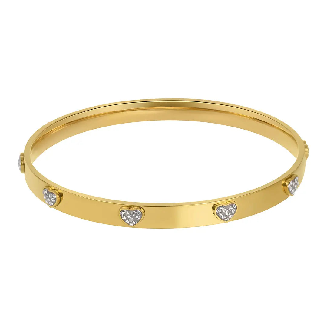 Culbreth's Jewelers Gold Heart Stacking Bangle with cubic zirconia stones on stainless steel