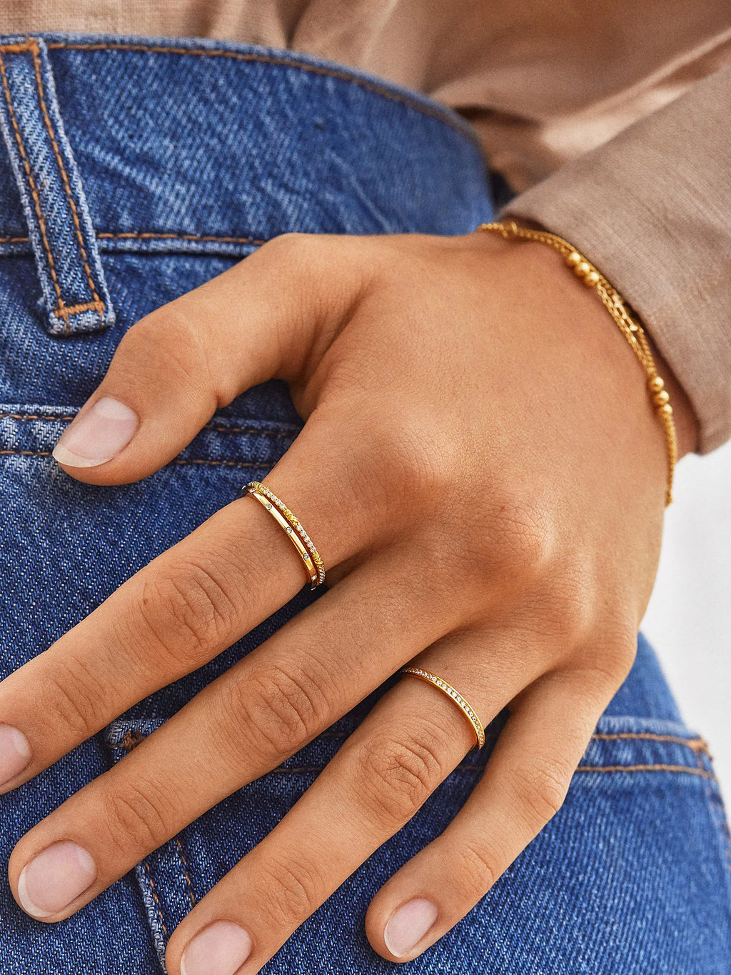 Culbreth's Jewelers Maddie 18K Gold Ring Set - Gold Pavé Stacking Rings