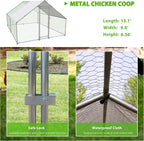 Large Metal Chicken Coop Walk-in Poultry Cage with Water-Resident and Anti-UV Cover Duck Rabbit Cat House Outdoor Chicken Run Pen with Spire Shaped Cage