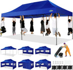 COBIZI 10x20 Heavy Duty Pop up Canopy Tent with 6 sidewalls Easy Up Commercial Outdoor Canopy Wedding Party Tents for Parties All Season Wind & Waterproof Gazebo with Roller Bag,Black(Frame Thickened)