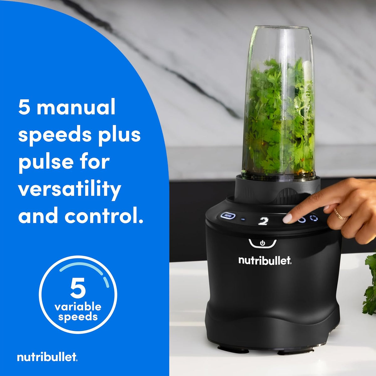 nutribullet® SmartSense Blender Combo, 1400W, 64oz Pitcher, 32oz & 24oz Cups, 5-Speed, Smoothies, Ice and Frozen Fruit, Nut Milk, Soup, Matte Black, NBF50700AK