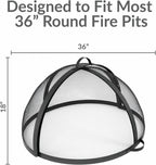 Sunnydaze Round Fire Pit Spark Screen Cover - Easy-Opening Outdoor Fire Pit Screen - Heavy?Duty Steel Metal Mesh - 36" Diameter