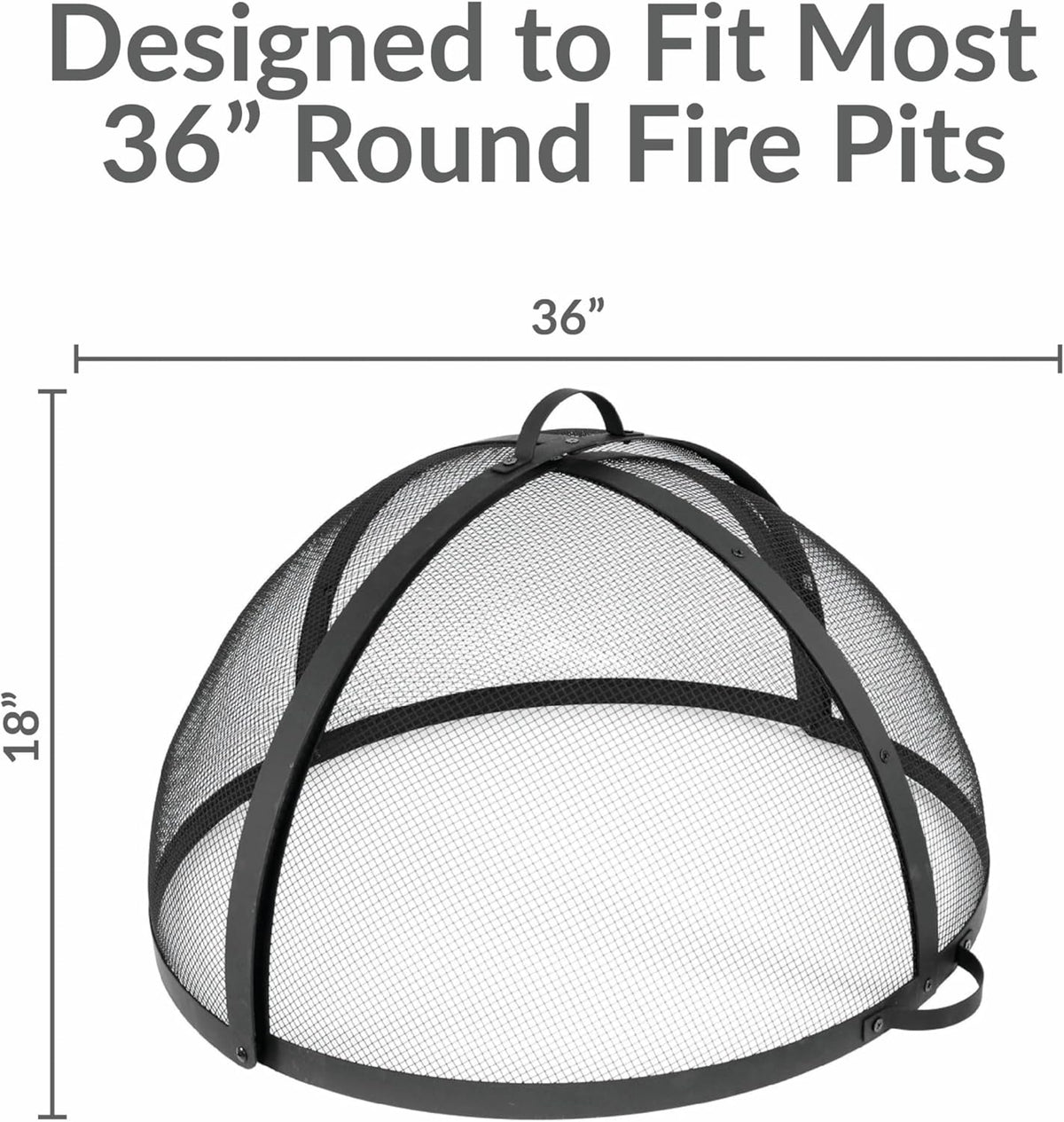 Sunnydaze Round Fire Pit Spark Screen Cover - Easy-Opening Outdoor Fire Pit Screen - Heavy?Duty Steel Metal Mesh - 36" Diameter