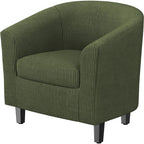 Renwick Faux Leather Barrel Accent Chair for Living Room, Set of 2, Black