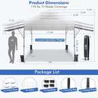 10 x 17.6 FT Outdoor Instant Pop-up Canopy Tent for Market Picnic with Dual Half Awnings & Wheeled Bag
