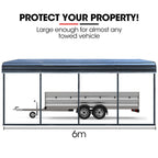 SHADE SHIELD Single Carport Shed 3.3 x 6 x 2.8m, Galvanised Steel Frame, Powder Coated Gable Roof, Shelter for Car Caravan Boat Tractor Agricultural
