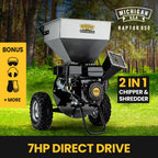 MICHIGAN 7HP 212cc Petrol Commercial Wood Chipper Shredder, Tree Mulcher - Raptor 950