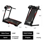 FYC 3.5HP 330 LBS Weight Capacity Folding Treadmill with Incline, Portable Electric Treadmill for Home Running Walking Jogging Exercise w/ 12 Preset Programs, Indoor House Workout Training Exercise