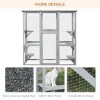 PawHut Wooden Catio Enclosure with Weather Protection, 6 Platforms, Outdoor, Large, 71" x 38.5" x 71"