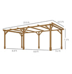 20x10ft Wood Pergola, Outdoor Gazebo Grape Trellis - Dark Brown