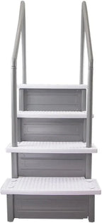 Select Anti-Slip in-Pool Steps | Gray | for Above Ground Swimming Pools | Can Mount to Decks 48" to 54" H | Safety Stairs Capacity Up to 300 lbs