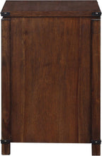 OSP Home Furnishings Baton Rouge 2 Drawer File Cabinet with Rustic Design and Metal Accents, Brushed Walnut