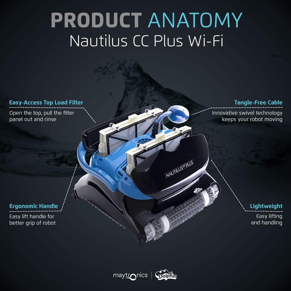 Dolphin Nautilus CC Robotic Pool Vacuum Cleaner All Pools up to 33 FT - Wall Climbing Scrubber Brush