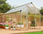 6 x 10 ft Greenhouse  Greenhouses for Outside  Polycarbonate Greenhouse with Aluminum Frame  Lockable Door and Ajustable Roof Vent for Backyard  Green Houses for Outside Garden Backyard  Patio