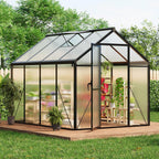 6 x 8 ft Greenhouse  Greenhouses for Outside  Polycarbonate Greenhouse with Aluminum Frame  Lockable Door and Ajustable Roof Vent for Backyard  Green Houses for Outside Garden Backyard  Patio