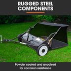 PLANTCRAFT Lawn Sweeper 38" Wide, Tow Behind Leaf and Grass Clipping Collector, Universal Hitch for Ride on Mower, Garden Tractor