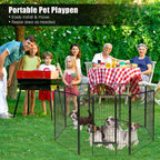 40" 16/8 Panel Pet Playpen with Door, Foldable Dog Exercise Pen, Metal Dog Puppy Cat Fence Barrier Kennel