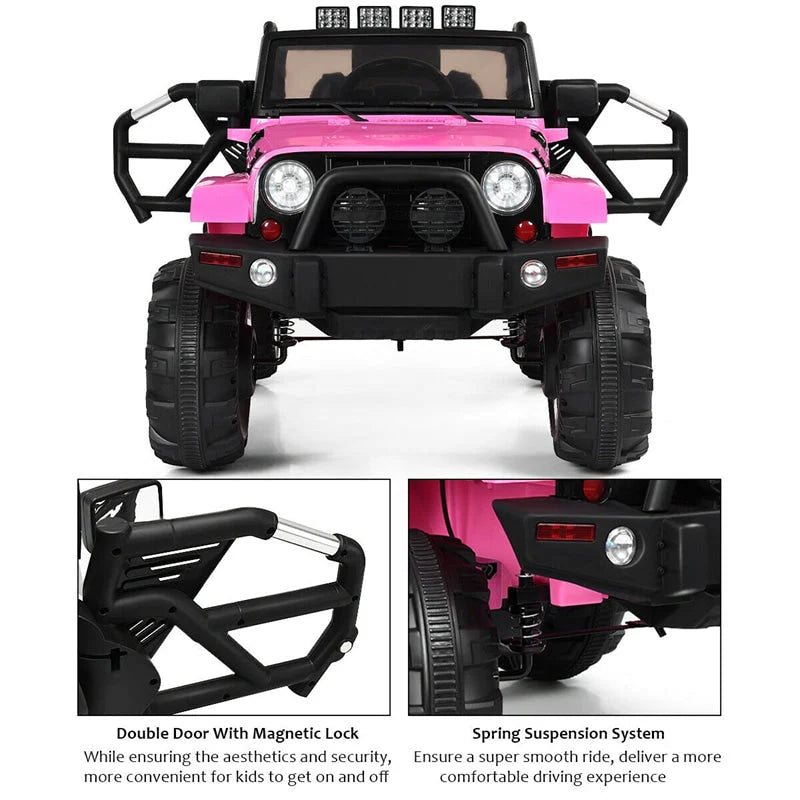Kids Ride on Car 12V Battery Powered Electric Riding Toy Truck with Remote Control & LED Lights