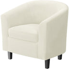 Renwick Faux Leather Barrel Accent Chair for Living Room, Set of 2, Black