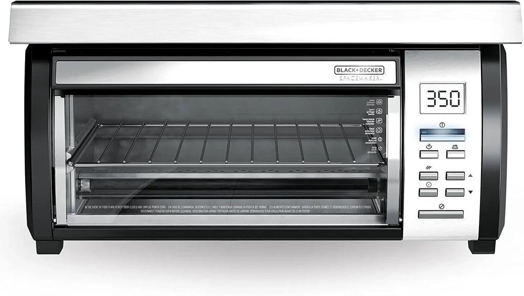 BLACK DECKER SpaceMaker Under Counter Toaster Oven, Digital Controls, Black/Stainless Steel, Fits 9′′ Pizza or 4 Slices