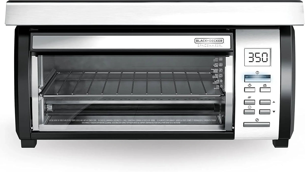 BLACK DECKER SpaceMaker Under Counter Toaster Oven, Digital Controls, Black/Stainless Steel, Fits 9′′ Pizza or 4 Slices