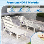 Outdoor Chaise Lounge Chair with 4-Position Backrest & Cup Holder, Weatherproof HDPE Reclining Patio Chair for Poolside, Backyard, Garden