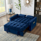 4-in-1 Pull-Out Sleeper Sofa Bed - Loveseat in Velvet -Convertible Couch Bed with Reclining Backrest,2 Side Pockets