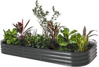 Garden Raised Garden Bed Kit, 11" Tall 10 in 1 Modular Raised Garden Beds Kit, Metal Planter Box for Vegetables, Flowers, Herbs, Morden Gray