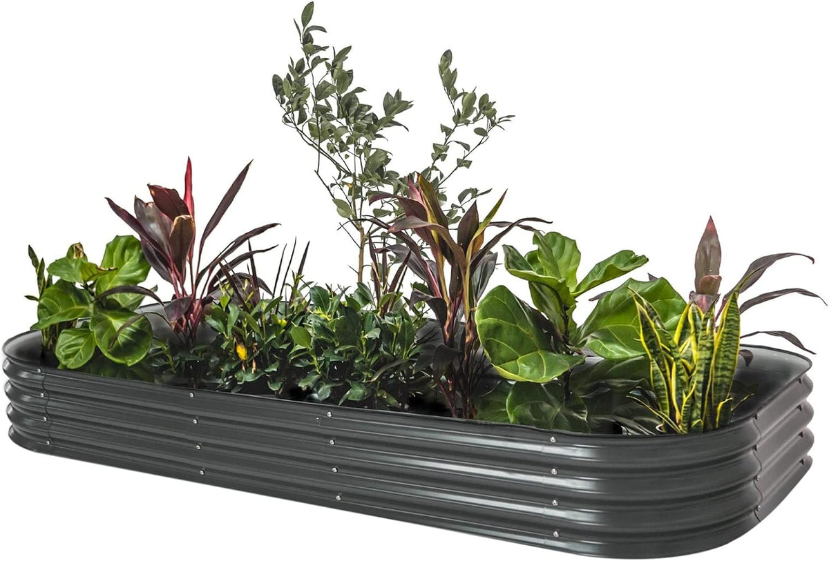 Garden Raised Garden Bed Kit, 11" Tall 10 in 1 Modular Raised Garden Beds Kit, Metal Planter Box for Vegetables, Flowers, Herbs, Morden Gray