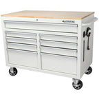 46-in W x 24.5-in D 9-Drawer Mobile Workbench with Hardwood Top and Power Station – Gloss Black