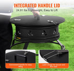 VEVOR Portable Propane Fire Pit, 24-Inch Diameter Outdoor Gas Fire Pit with Cover & Lava Rocks, Adjustable Flame Height Camping Firepit for Heating, Lighting, Gathering, 58,000 BTU, Black