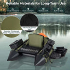 Inflatable Fishing Float Tube, 350LBS Portable Belly Boat with Rod Rack Basket, Fish Finder Holder, Fish Ruler, 3 Storage Boxes & Pump
