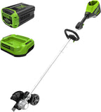 Greenworks 60V 8" Brushless Cordless Edger with 2.0Ah Battery & Charger – Tool-Free Depth Adjustment  Lightweight Lawn Edging Tool  4-Year Warranty