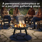 Sunnydaze Cast Iron Heavy Duty Fire Pit for Outside - Wood Burning Outdoor Fire Pit Bowl with Handles for Patio, Backyard, Camping - 30" - Gray
