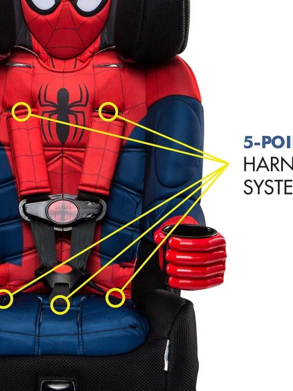 2025 KidsEmbrace Marvel Spider-Man 2-in-1 Forward-Facing Booster Car Seat LATCH | 5-Point Harness Booster 22-65lbs converts to Belt-Positioning Booster 40-100lbs | Adjustable
