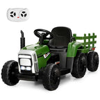 Kids Ride on Tractor w/Trailer 12V Battery Powered Electric Riding Toy Car Vehicle with 3-Gear-Shift Ground Loader