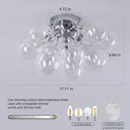 GoYeel Ceiling Light Chandelier Modern Kitchen Lights Ceiling Flush Mount Glass Bubble Chandelier Lighting 3 Light Entryway Light Fixture 17.72in 13 Globe for Bedroom Foyer Living Room