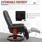 HomCom Faux Leather Adjustable Manual Swivel Base Recliner Chair with Comfortable and Relaxing Footrest