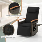 Outdoor Rattan 360�� Swivel Recliner Chair, Patio Wicker Chaise Lounge Chair with Adjustable Backrest & Footrest, Flip Side Table & Cushions